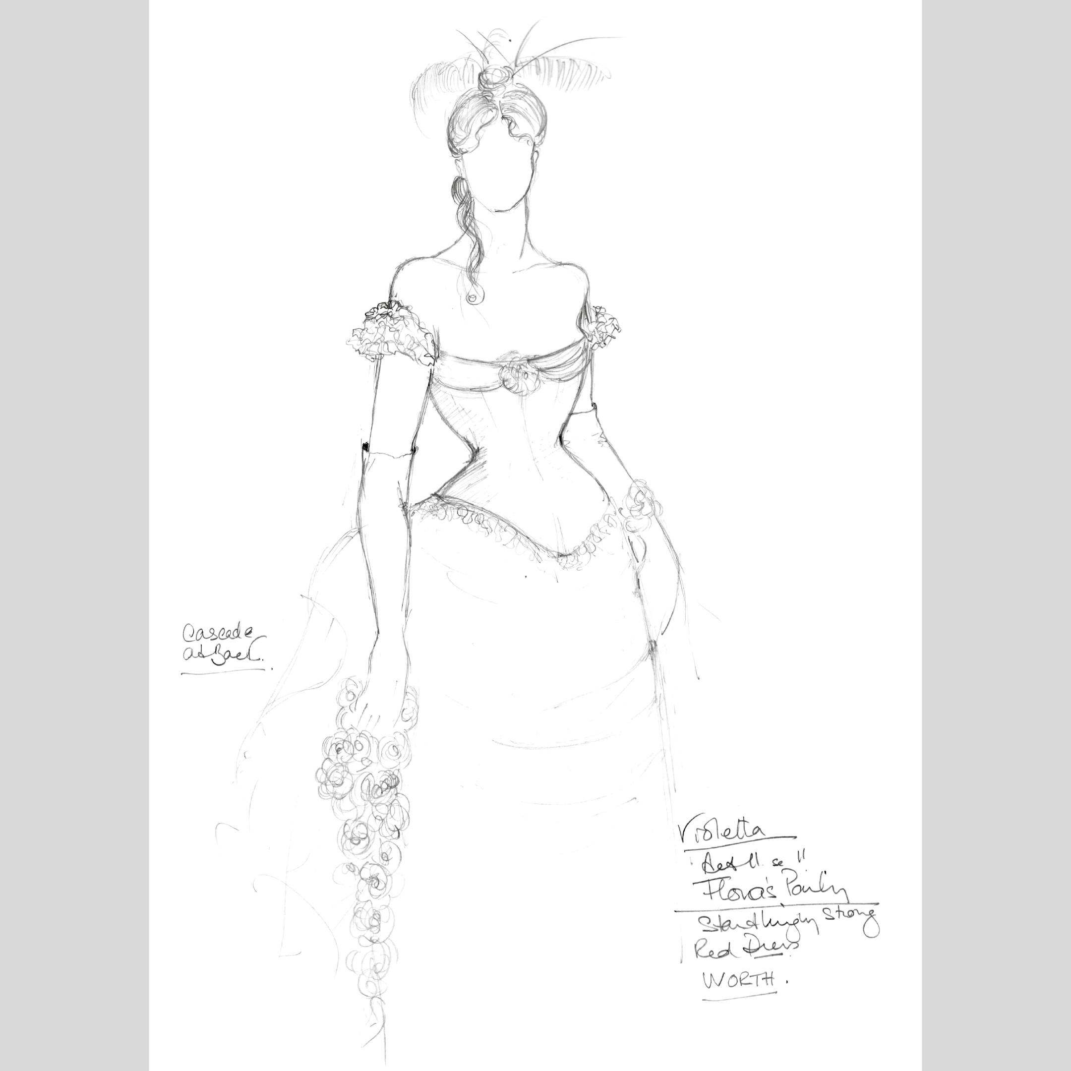 La Traviata PASR Violetta Costume Sketch Art Print 1080 X 1080Px