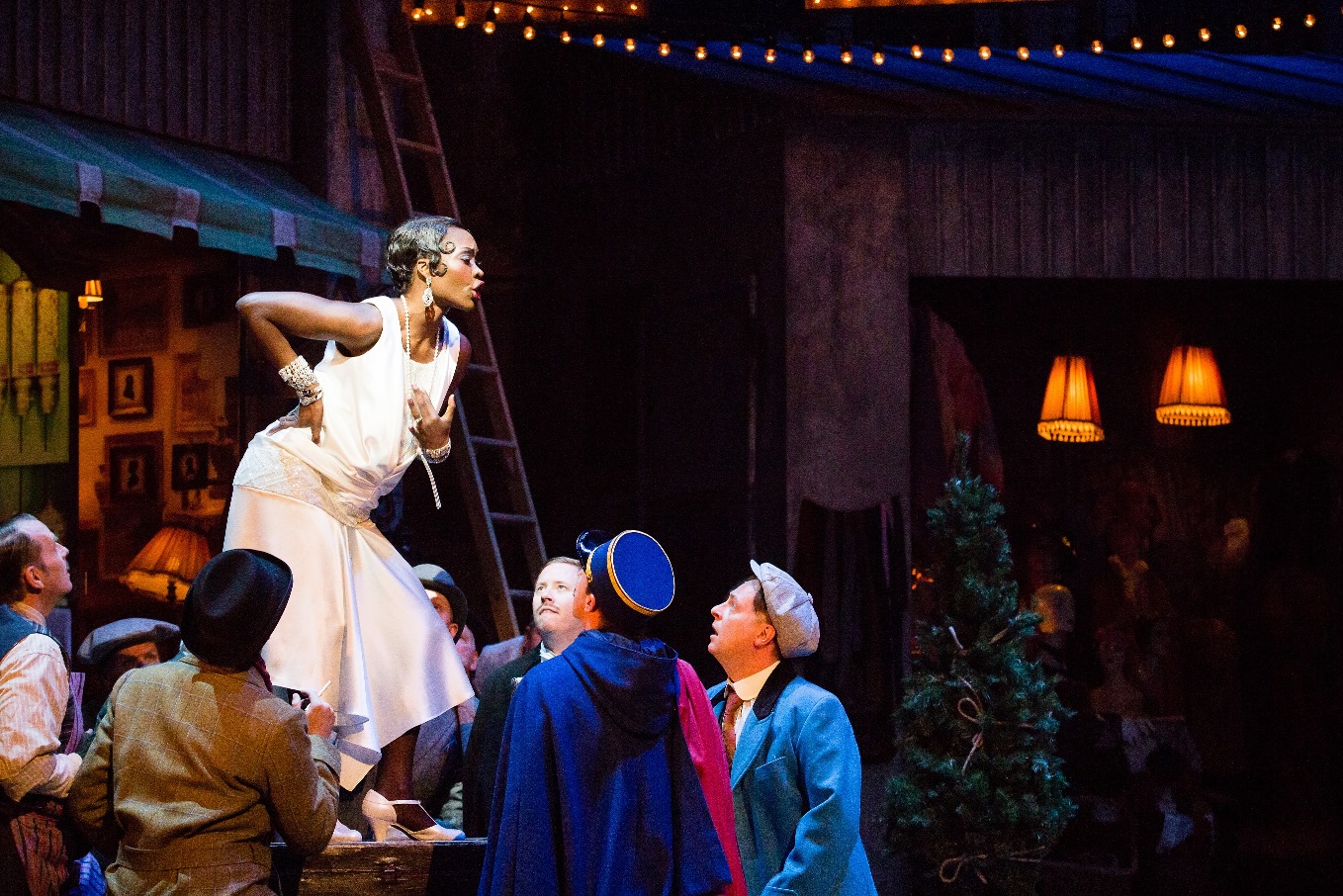 Jeanine De Bique (Musetta) and the chorus of La bohème. Scottish Opera 2017. Credit Sally Jubb.jpg