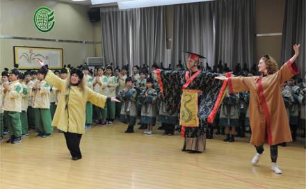 The Warriors! team with pupils from Fang Cao Di International School in Beijing, in 2016..jpg