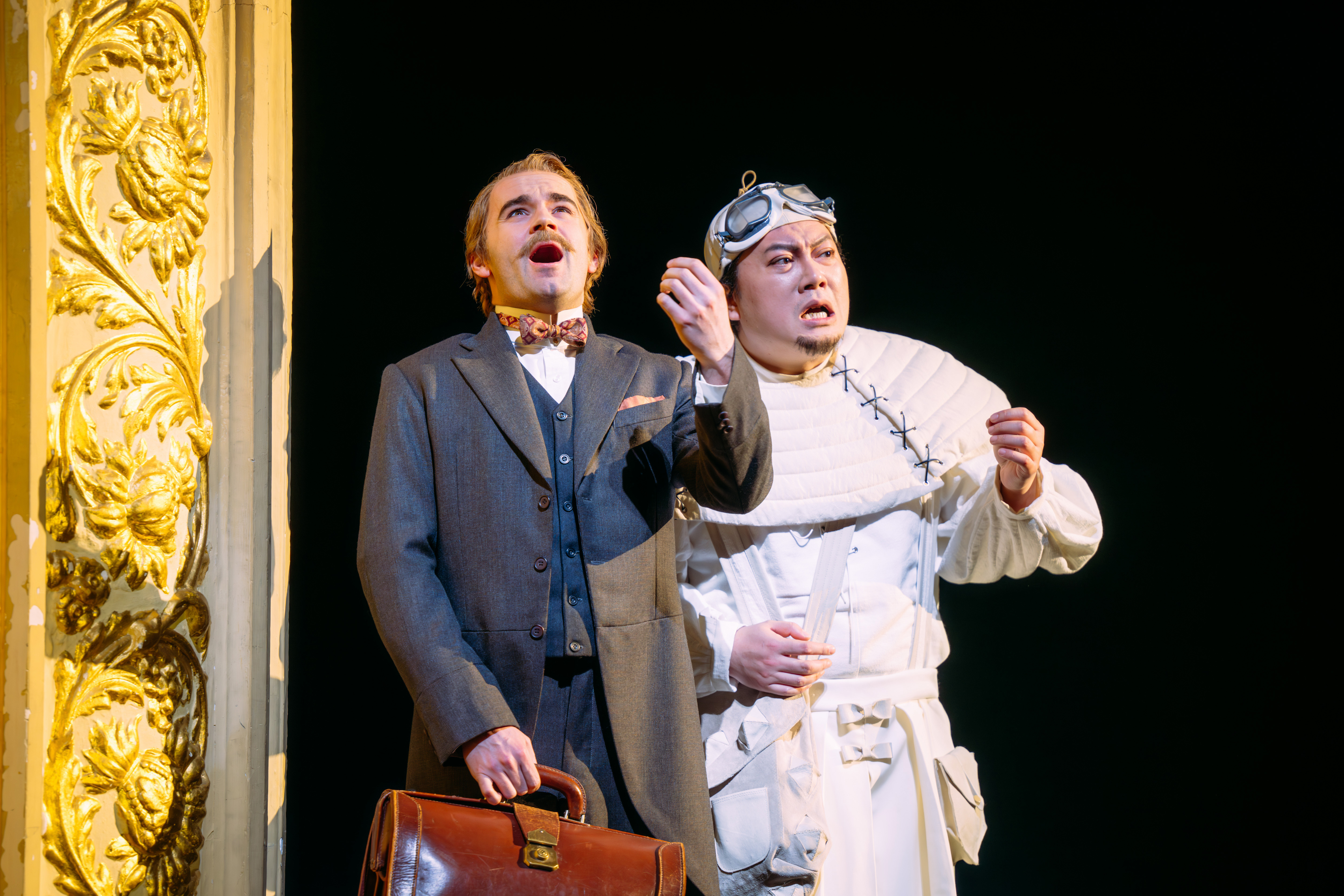 Collin Shay (Dr Philipp Franz Von Siebold) And Shengzhi Ren (Mr Tozaki & Nishimura Yohachi) In The Great Wave. Credit Mihaela Bodlovic..