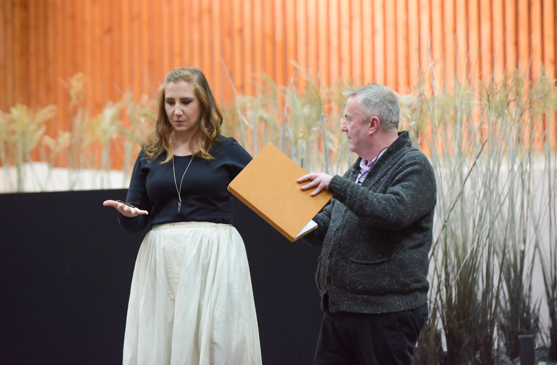 Laura Wilde and director Stephen Lawless in Kátya Kabanová rehearsals. Scottish Opera 2019. Credit Julie Howden..JPG