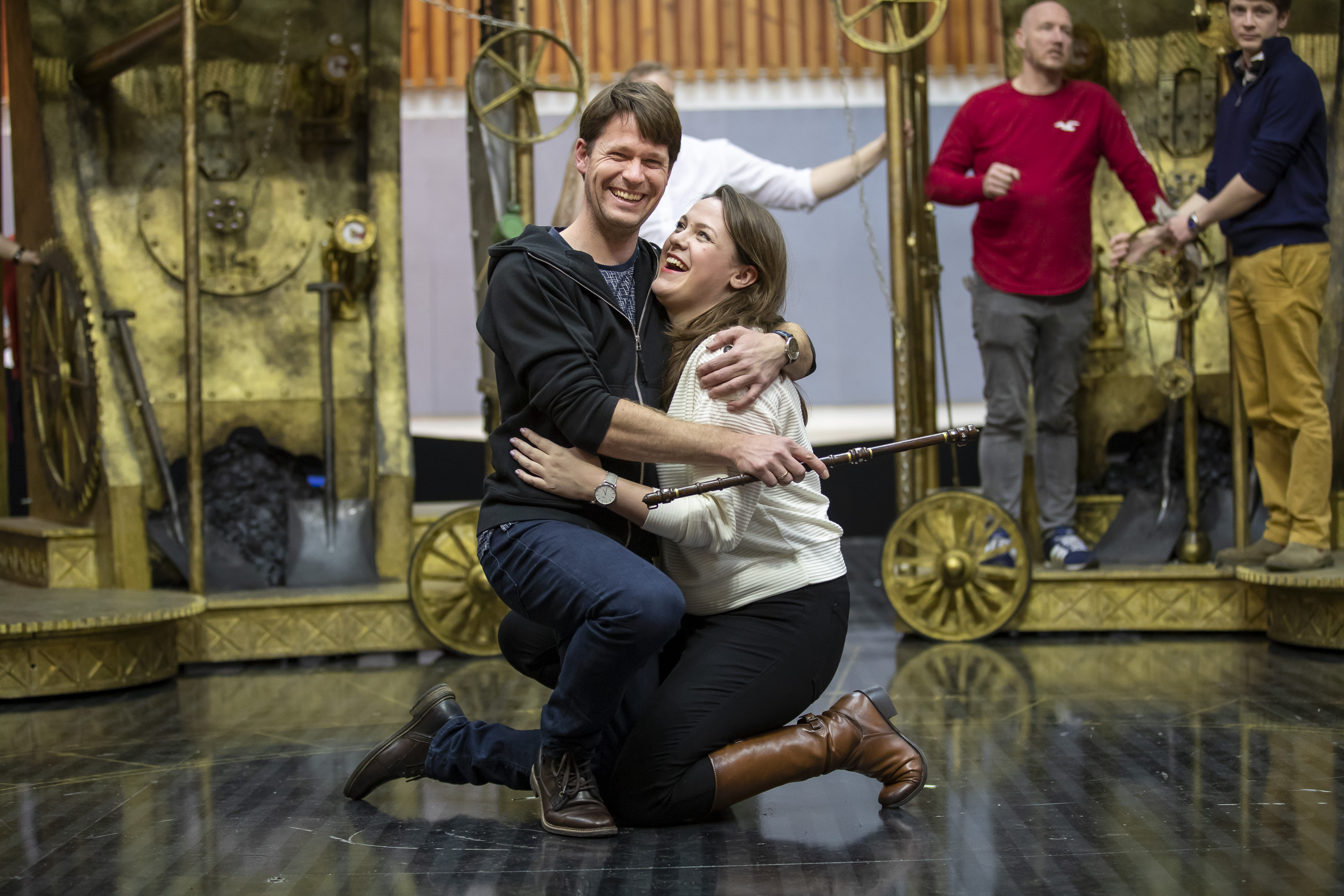 Peter Gijsbertsen (Tamino) and Gemma Summerfield (Pamina) in rehearsals for The Magic Flute. Scottish Opera 2019. Credit James Glossop (2).JPG