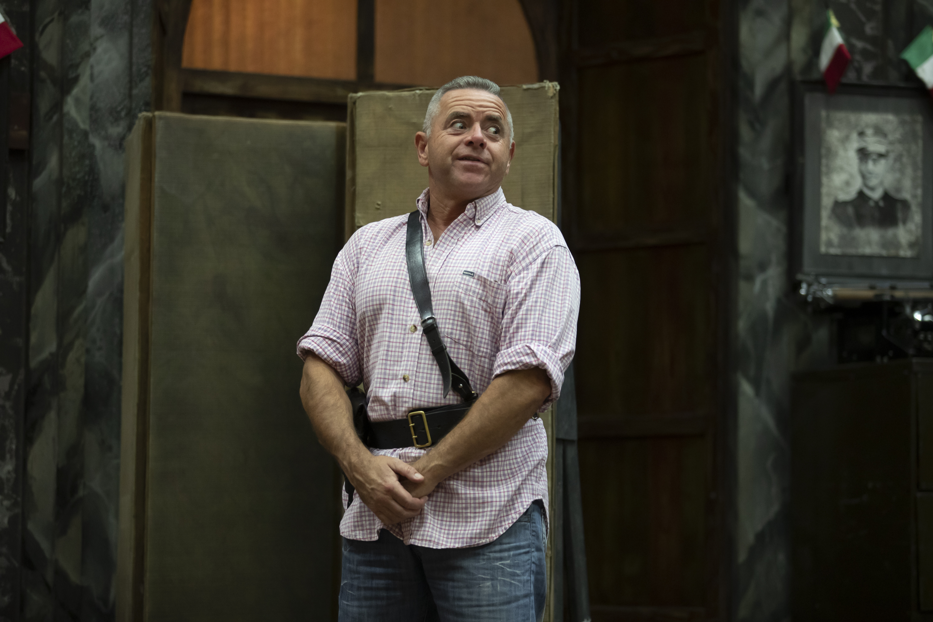 Aled Hall (Spoletta) in Tosca rehearsals. Scottish Opera 2019. Credit James Glossop..JPG