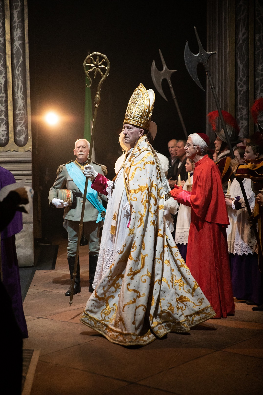 Scottish Opera Head of Costume John Lidell (Cardinal) behind the scenes of Tosca. Scottish Opera 2019. Credit Nadine Boyd..jpg