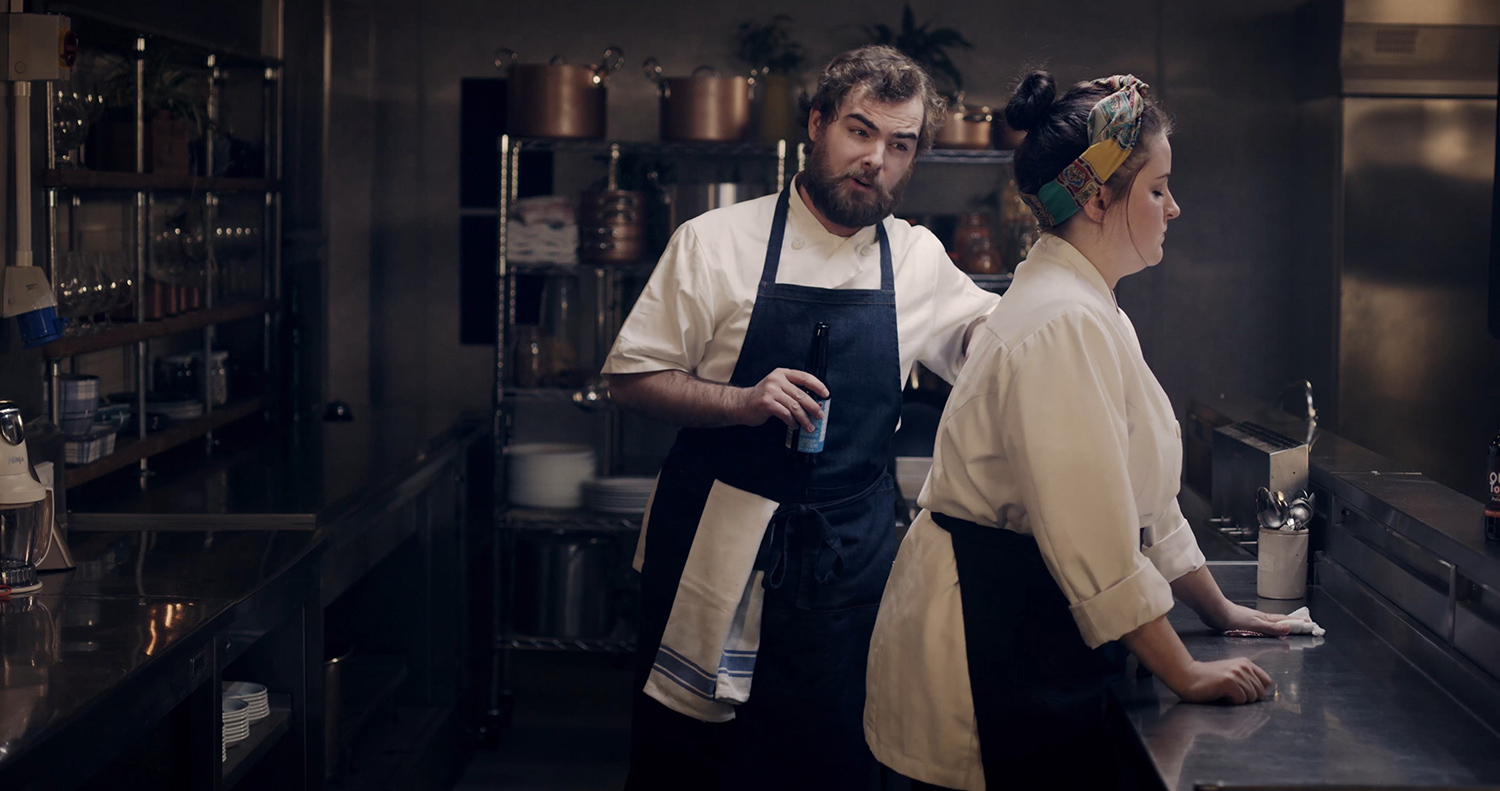 Angus (Arthur Bruce) trying to reason with Belle (Charlie Drummond) in The Narcissistic Fish