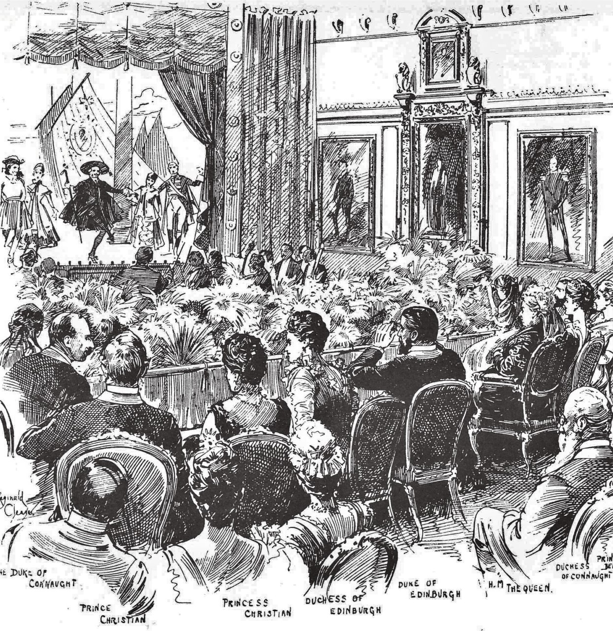 The Gondoliers performed before the Queen and court at Windsor Castle, from the Daily Graphic, 9 Mar 1891.jpg