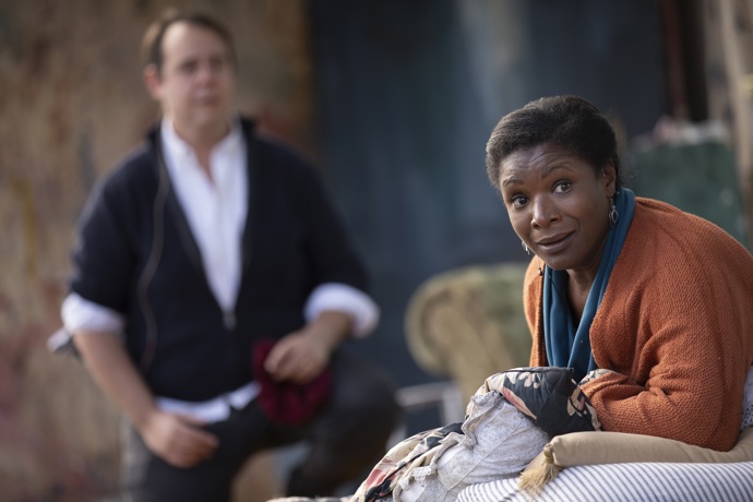 Elizabeth Llewllyn (Mimi) and Samuel Sakker (Rodolfo). La Boheme Rehearsals. Scottish Opera 2020. Credit James Glossop (2).JPG