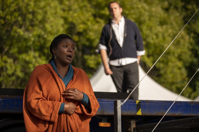 Elizabeth Llewllyn (Mimi) and Samuel Sakker (Rodolfo). La Boheme Rehearsals. Scottish Opera 2020. Credit James Glossop.JPG