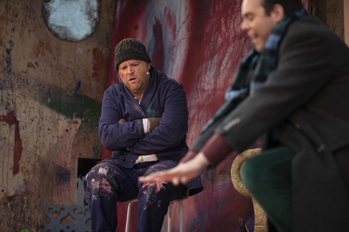 Roland Wood (Marcello), Samuel Sakker (Rodolfo). La Boheme Dress Rehearsal. Scottish Opera 2020. Credit James Glossop.JPG