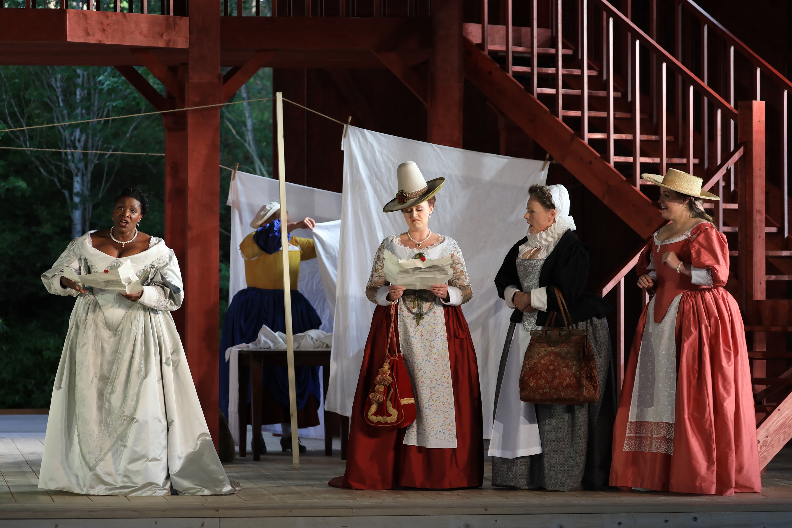 Elizabeth Llewellyn, Sioned Gwen Davies, Louise Winter and Gemma Summerfield at Falsatff Dress Rehearsal. Scottish Opera 2021. Credit James Glossop..JPG