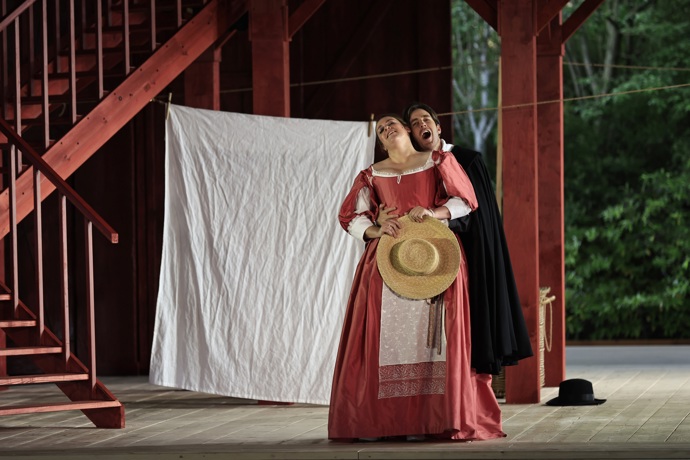 Gemma Summerfield and Elgan Lyr Thoman at Falstaff Dress Rehearsal. Scottish Opera 2021. Credit James Glossop.JPG