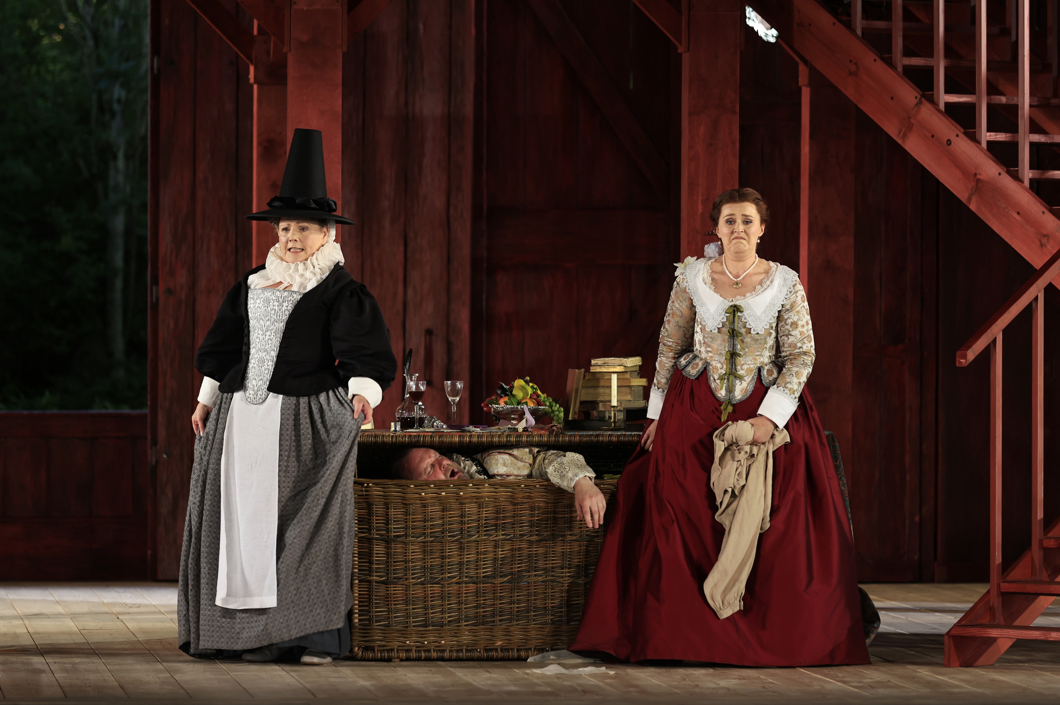 Louise Winter, Roland Wood and Sioned  Gwen Davies at Falstaff Dress Rehearsals. Scottish Opera 2021. Credit James Glossop..JPG