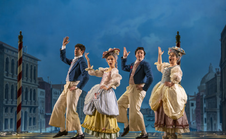 Mark Nathan, Ellie Laugharne, William Morgan and Sioned Gwen Davies in The Gondoliers Dress Rehearsal. Scottish Opera 2021. Credit James Glossop..JPG