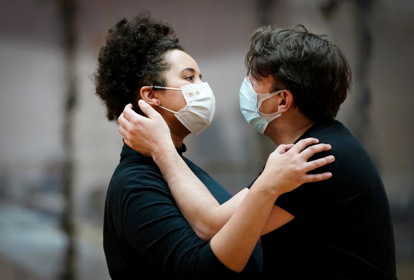 Lea Shaw (Hermia) and Jonathan McGovern (Demetrius) in rehearsals for A Midsummer Night's Dream. Credit Jane Barlow. Scottish Opera 2022-web.jpg