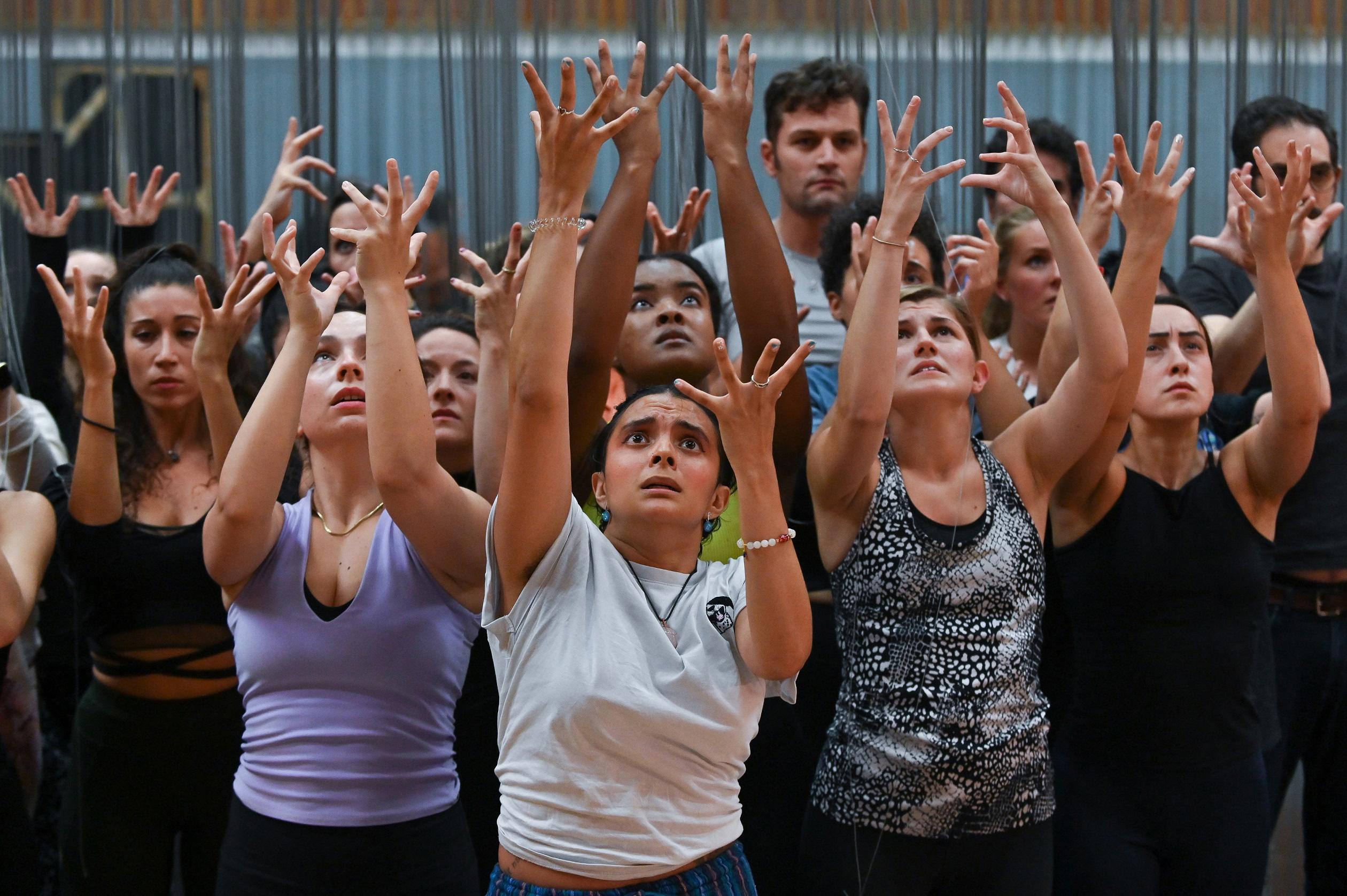 The cast of Ainadamar in rehearsals. Credit Julie Howden.JPG