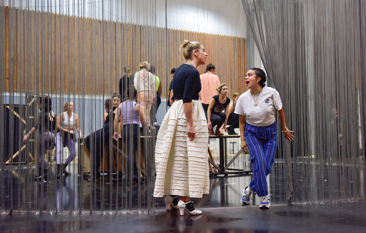 Julieth Lozano (Nuria) and Lauren Fagan (Margarita Xirgu) in rehearsal for Ainadamar. Scottish Opera 2022. Credit Julie Howden.jpg