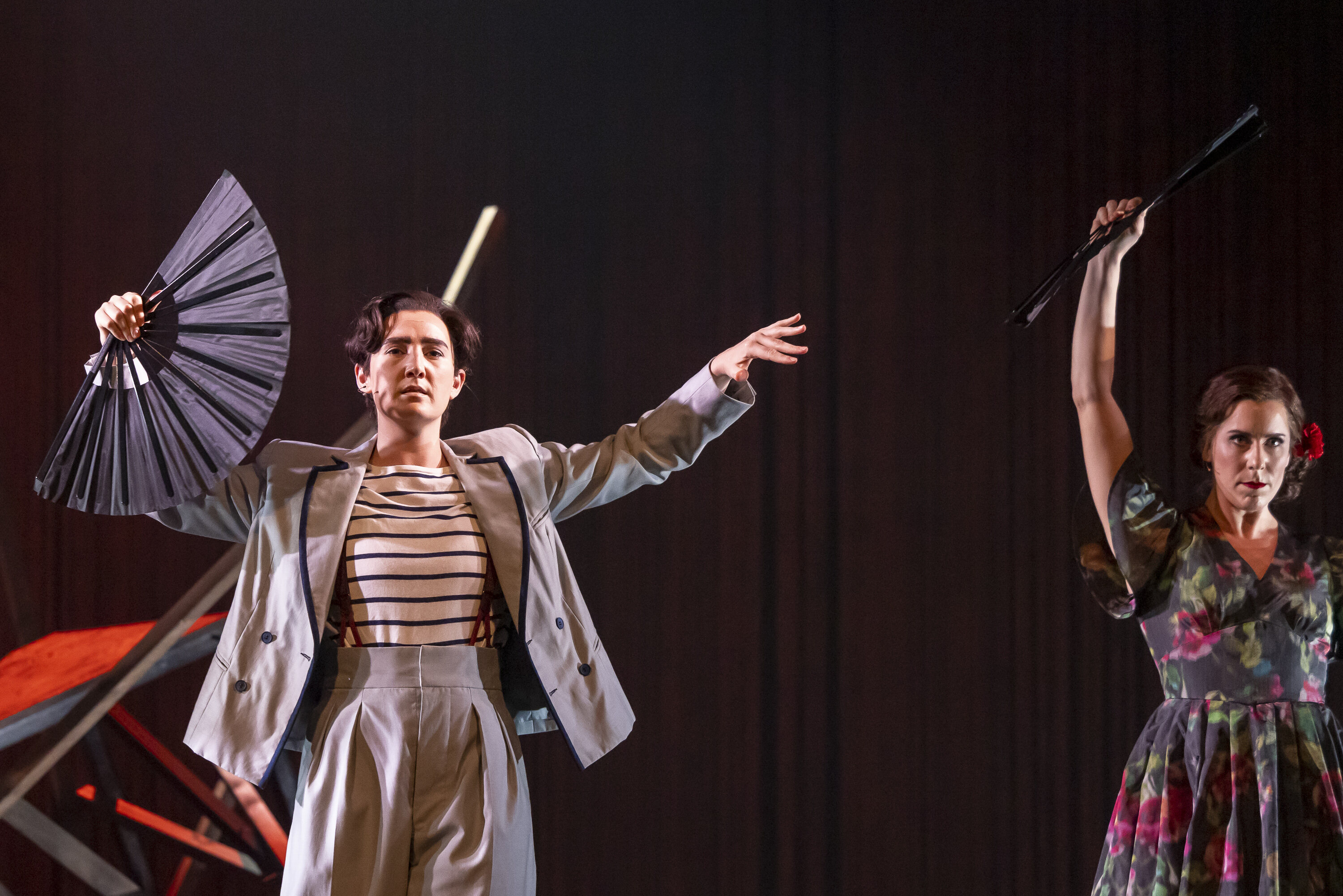 Samantha Hankey (Federico García Lorca) and Lauren Fagan (Margarita Xirgu) in Ainadamar Dress Rehearsal. Scottish Opera 2022. Credit James Glossop. (1)