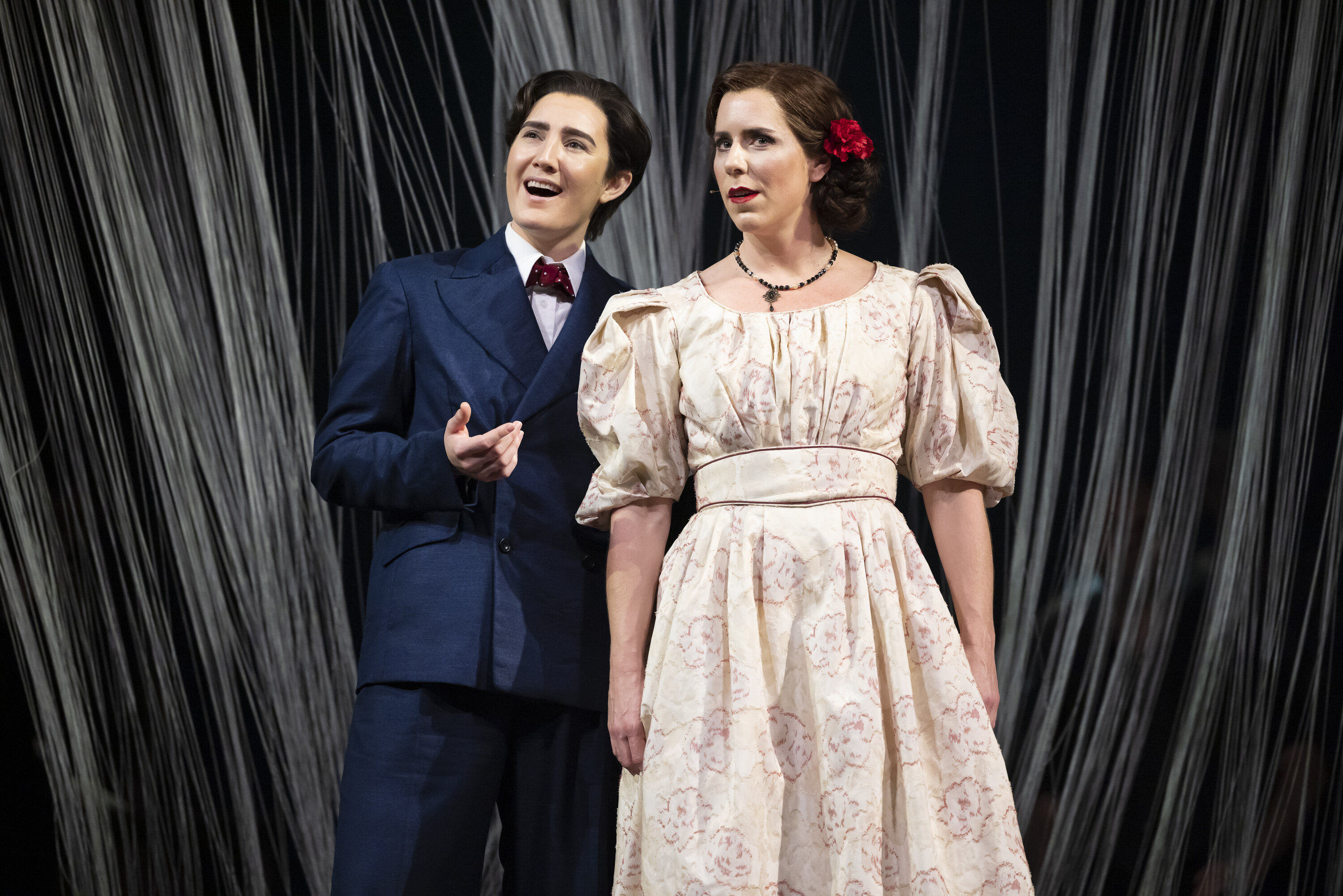 Samantha Hankey (Federico García Lorca) and Lauren Fagan (Margarita Xirgu) in Ainadamar Dress Rehearsal. Scottish Opera 2022. Credit James Glossop.