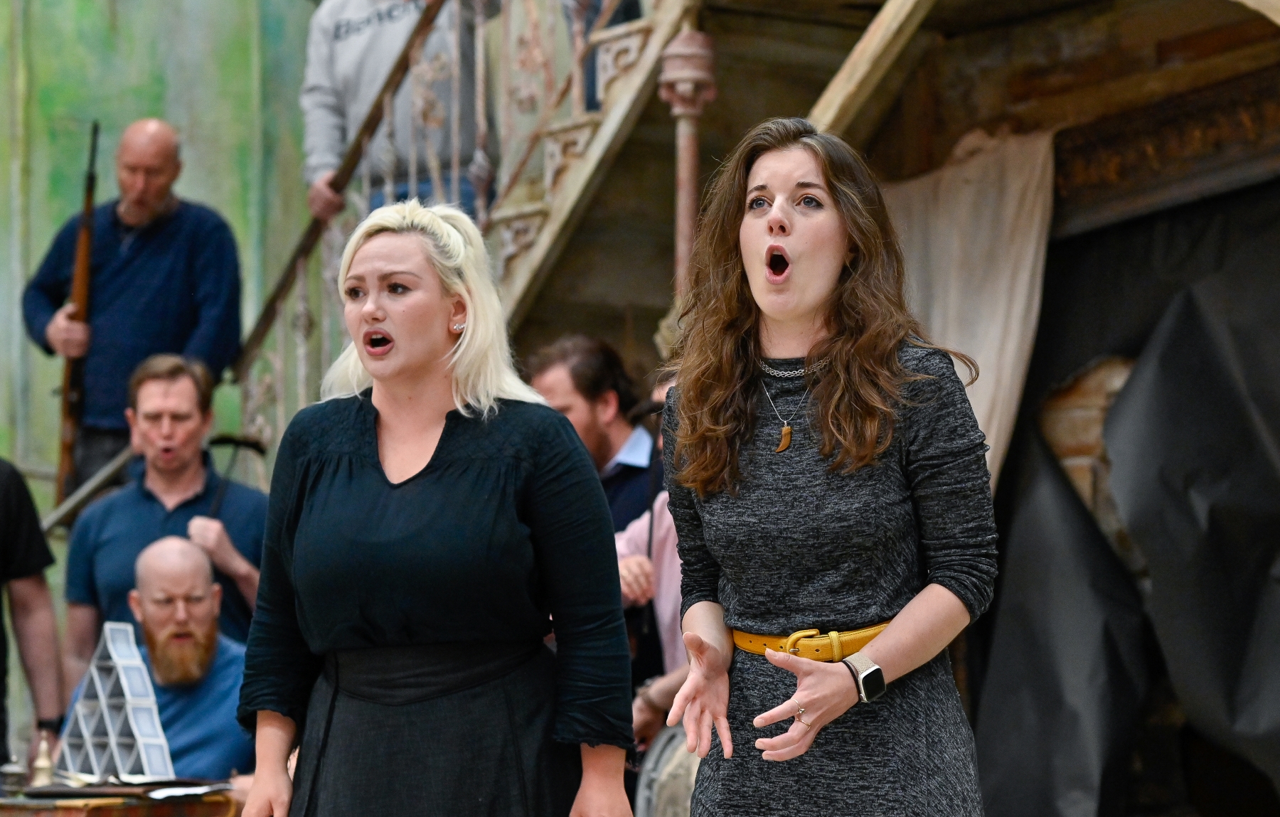 Scottish Opera Emerging Artist Inna Husieva (Berta) and Simone McIntosh (Rosina) in The Barber of Seville rehearsals. Credit Julie Howden..jpg