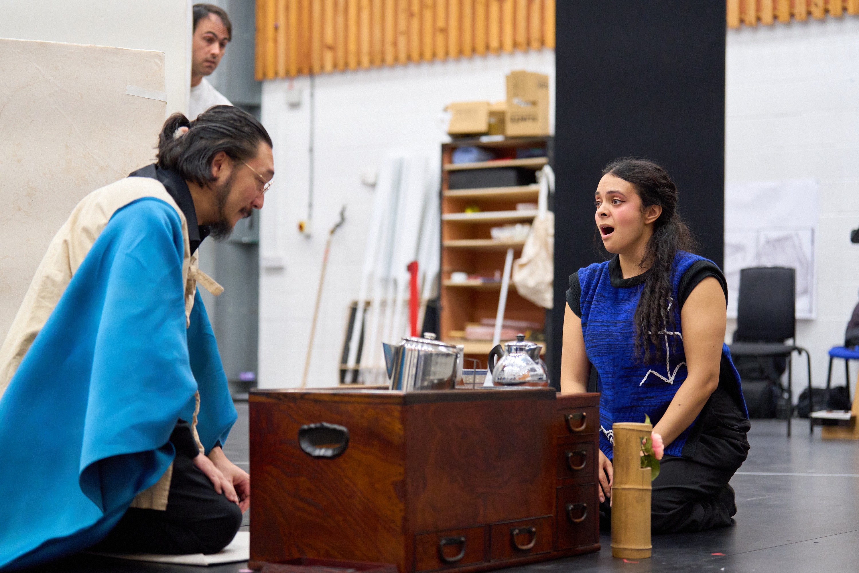Daisuke Ohyama (Katsushika Hokusai) And Julieth Lozano Rolong (Ōi) In Rehearsals For The Great Wave. Credit Ayami Sakamoto.