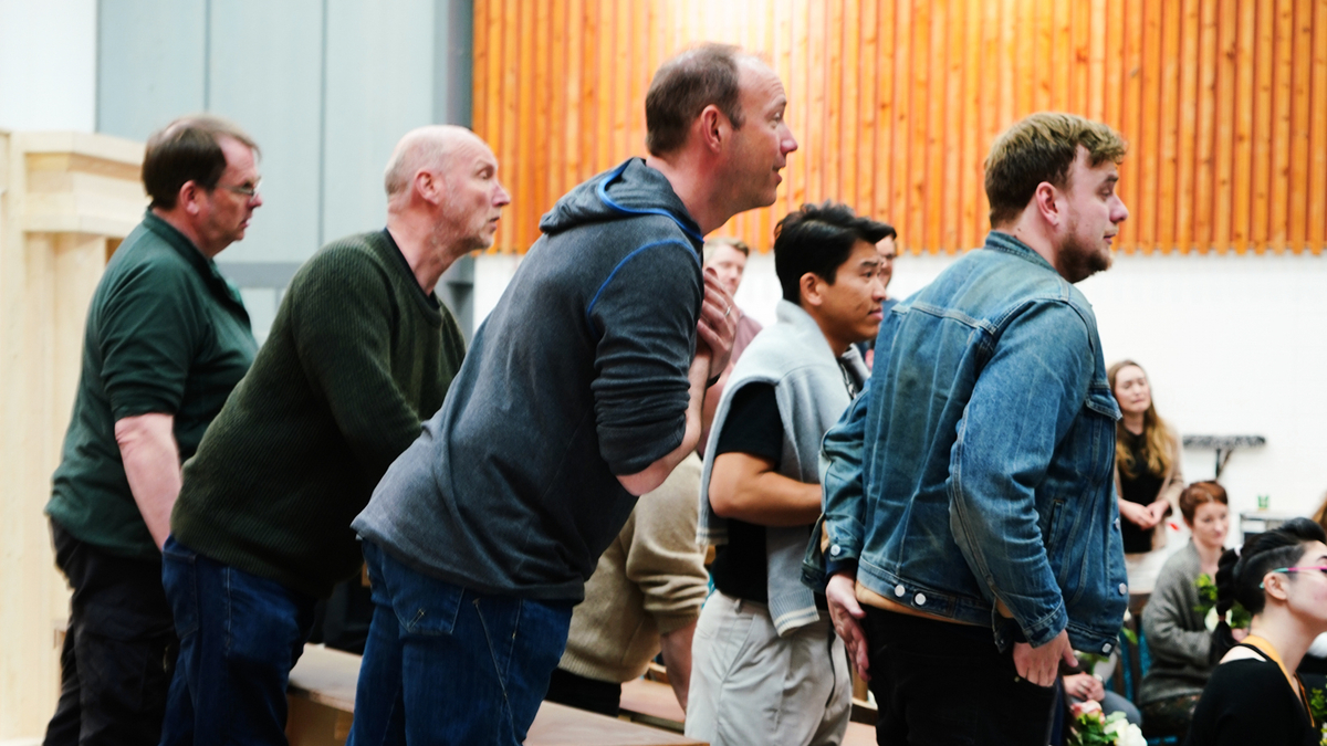 The Cast Of Trial By Jury In Rehearsals. Credit Ruby Pluhar..