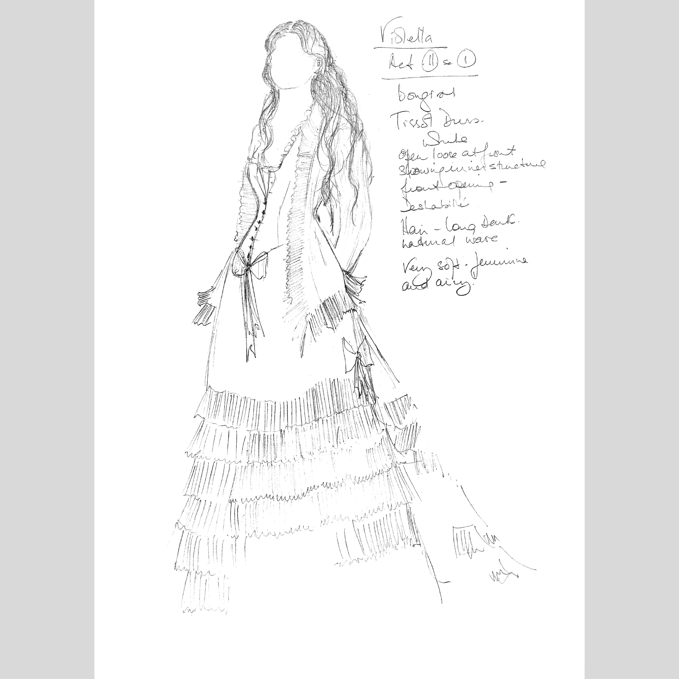 La Traviata PASR Violetta Act II Costume Sketch Art Print 1080 X 1080Px