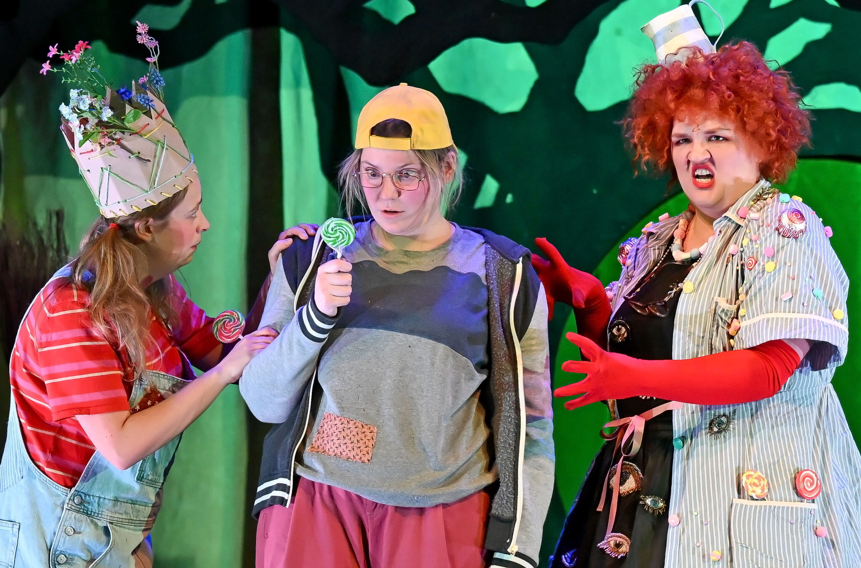 Charlotte Jane Kennedy (Gretel), Charlotte Clapperton (Hansel) And Avery Lafrentz (The Witch) In Hansel & Gretel. Credit Julie Howden. (1)