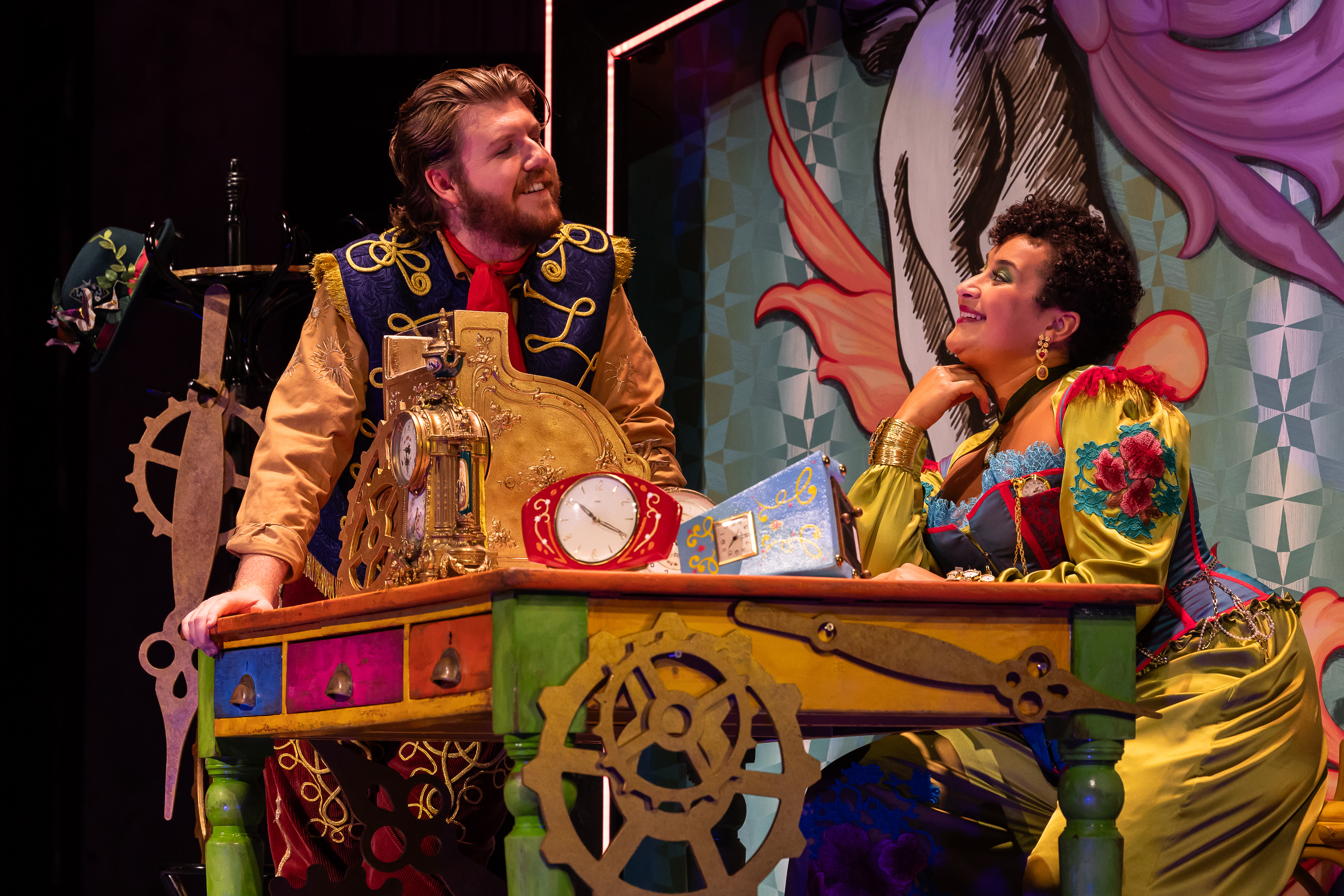 Daniel Barrett (Ramiro) And Lea Shaw (Concepcion) In L'heure Espagnole. Scottish Opera Credit Sally Jubb..