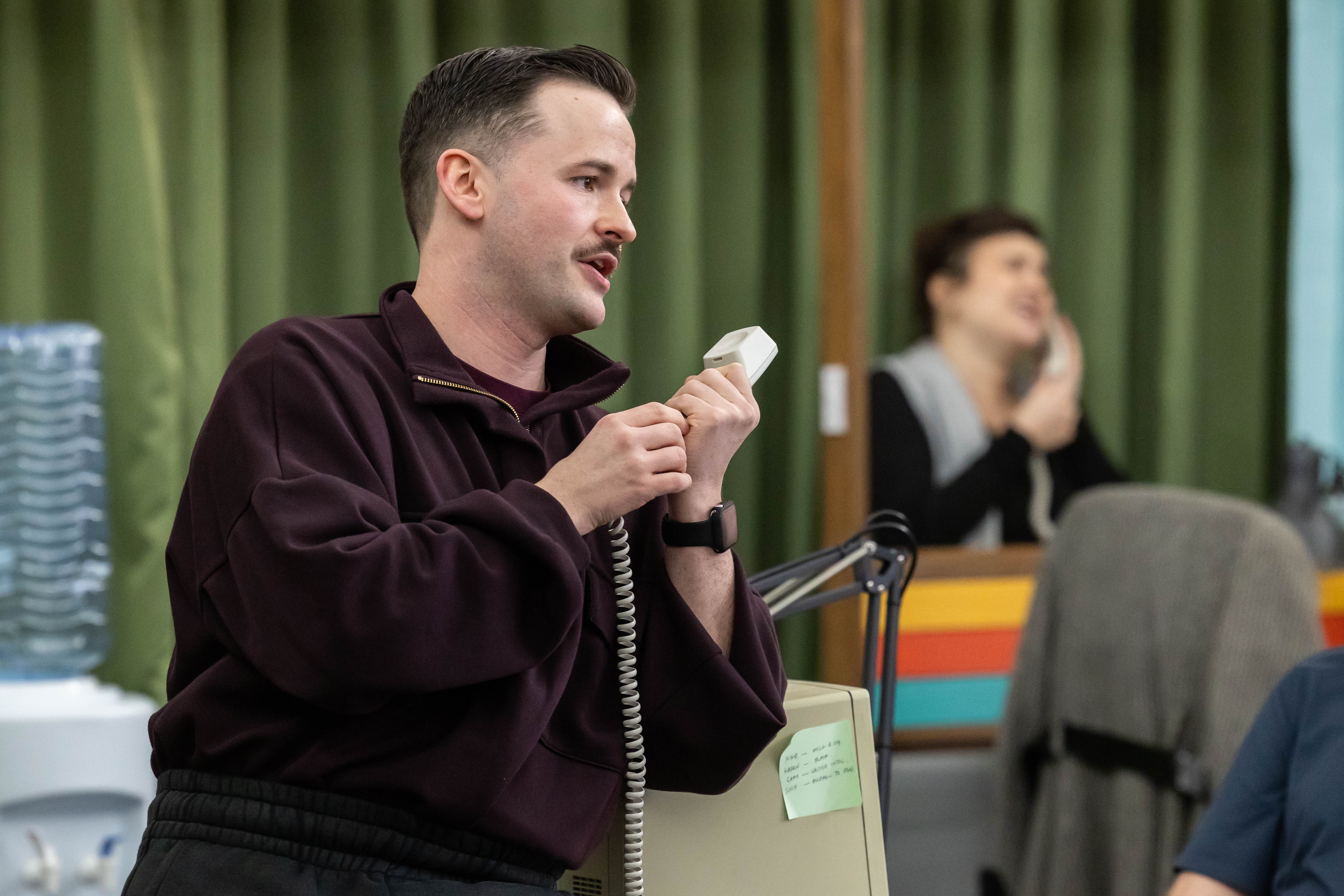 Connor James Smith And Kira Kaplan In Rehearsals For The Office Party. Credit Sally Jubb..