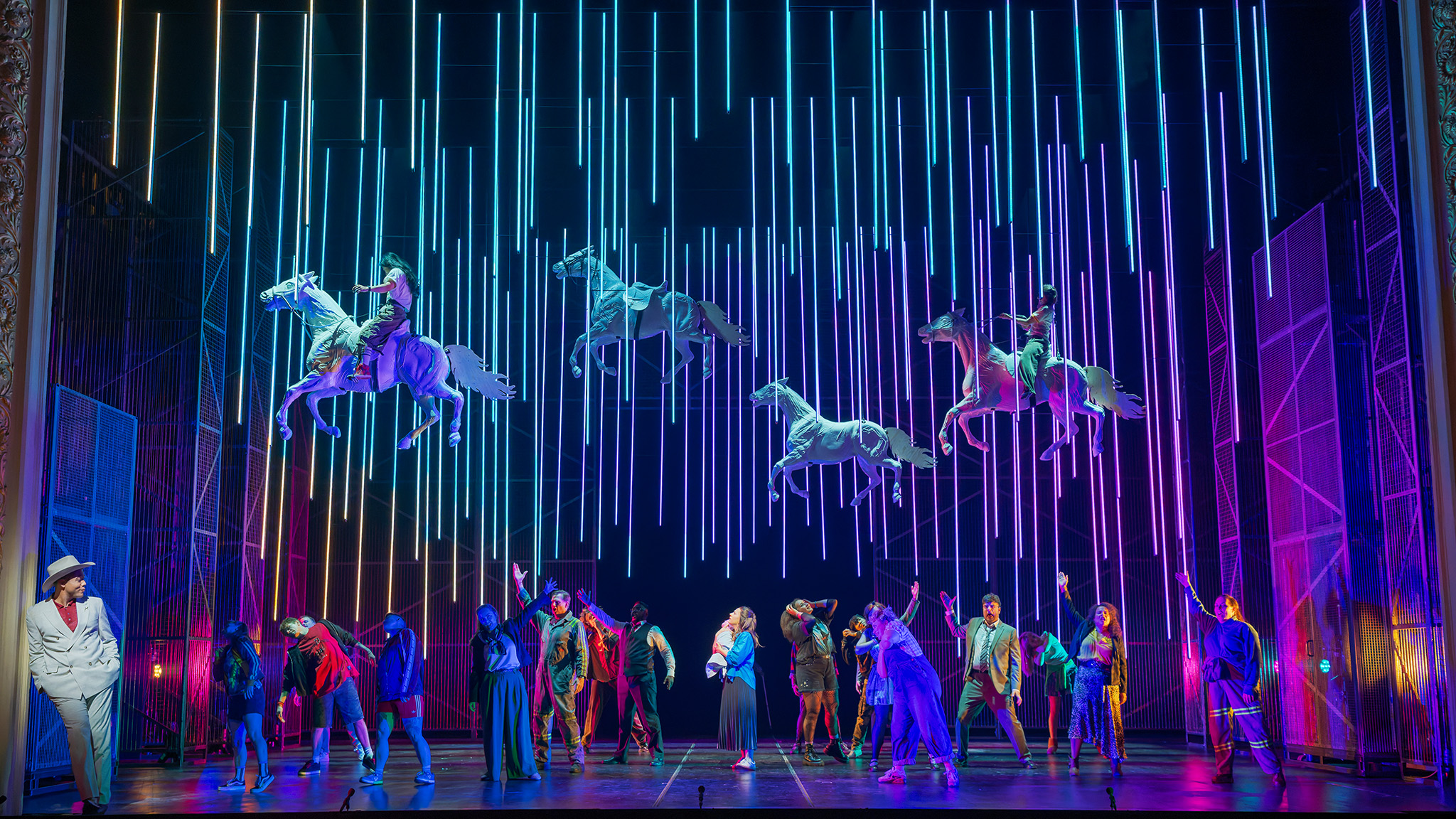 Justin Austin (Lucky Mack), Daniela Mack (Theresa Hart) in The Galloping Cure. Scottish Opera 2026. Credit Christopher Bowen..