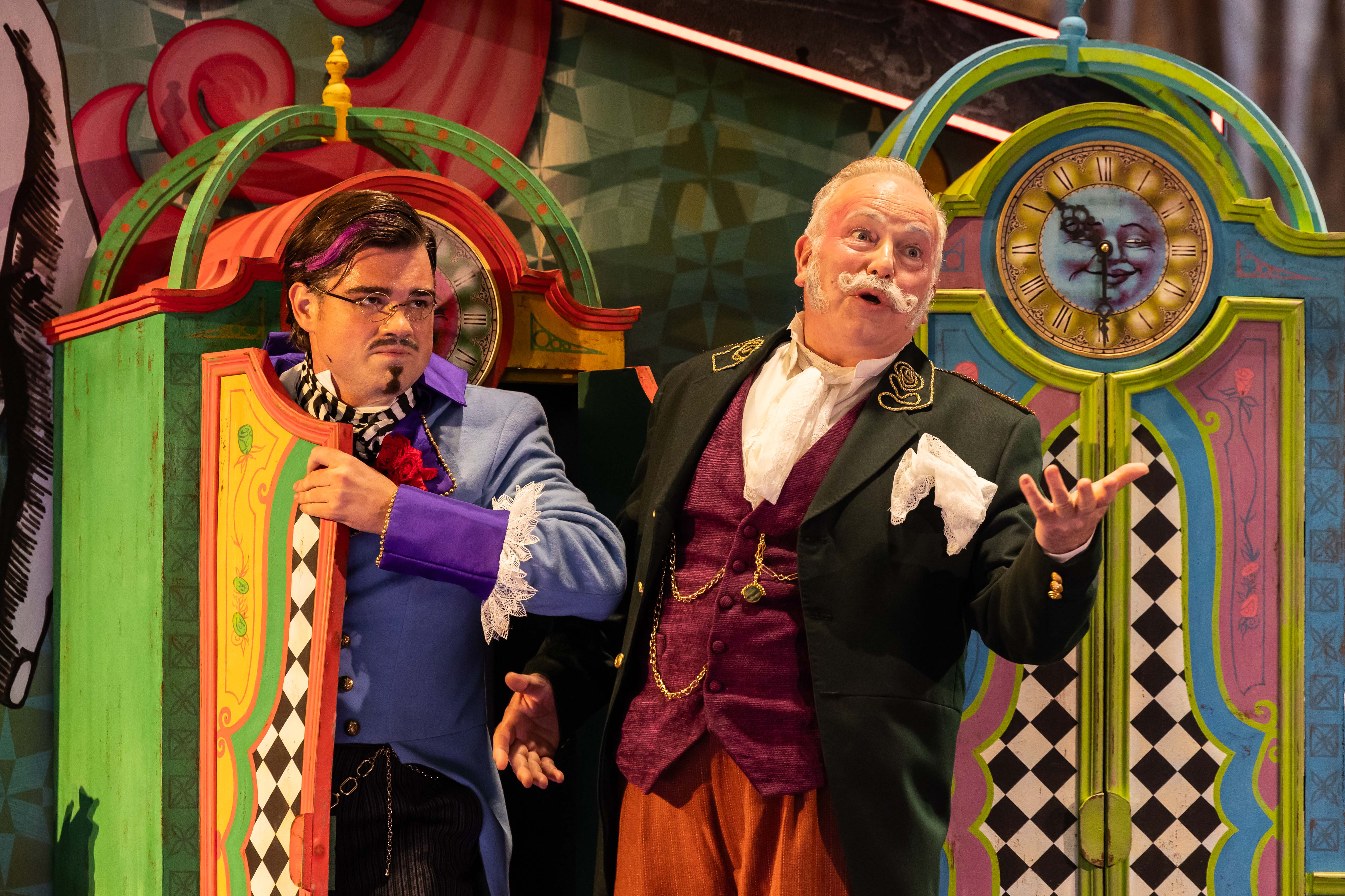 Edward Jowle And Jamie MacDougall In Scottish Opera's Production Of L'heure Espagnole. Credit Sally Jubb..