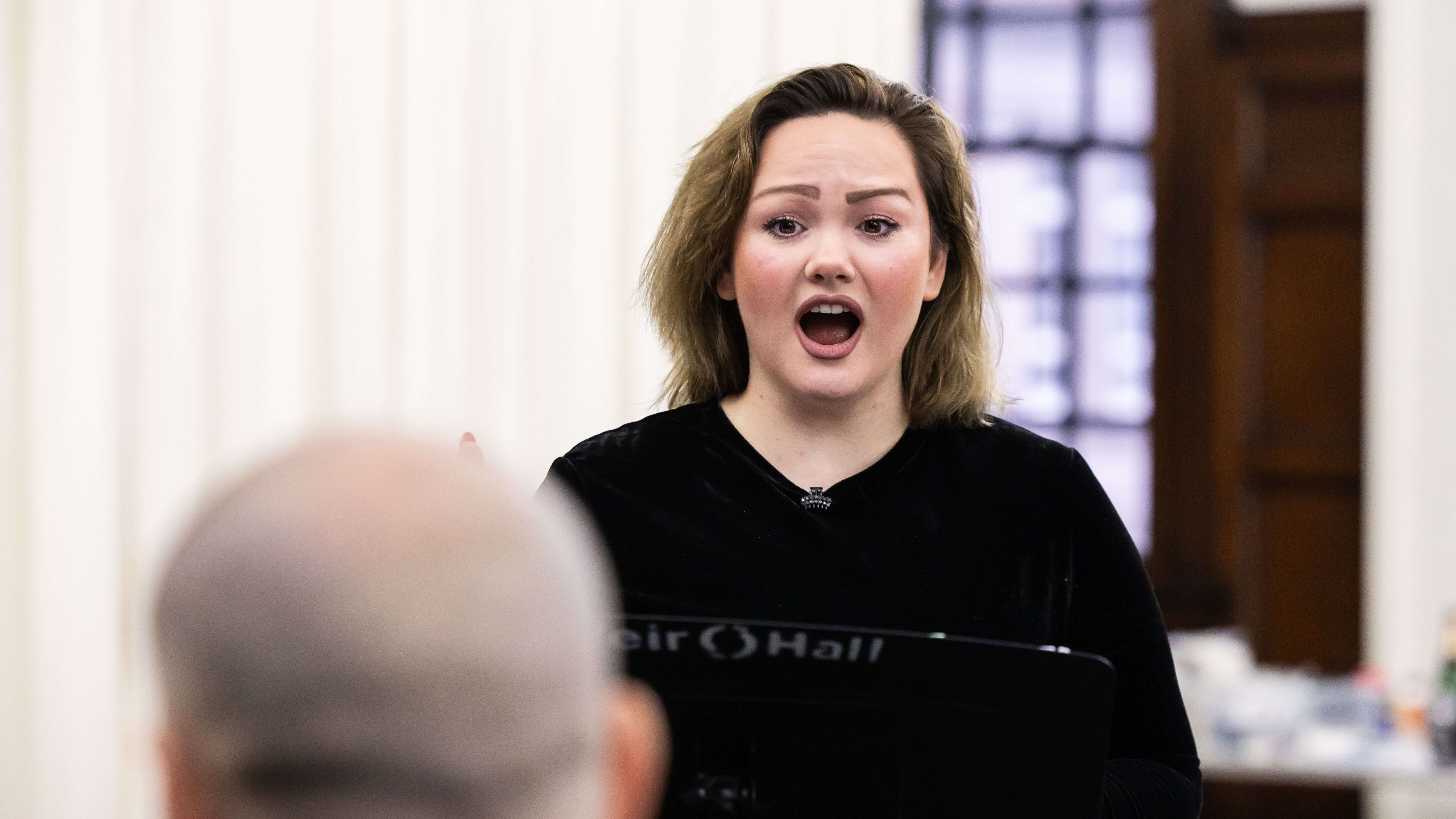 Inna Husieva and Music Director James Longford during rehearsals for Opera Highlights Spring Tour. Scottish Opera 2024. Credit Sally Jubb..